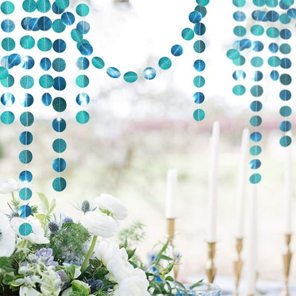 Cheerland Glitter Teal Blue Circle Dot Garland, 52 ft