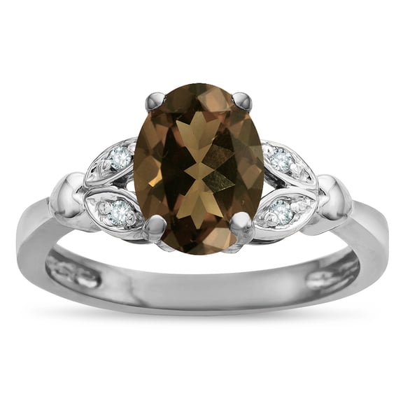 Star K � Oval 8x6 Genuine Smoky Quartz Marquee Design Engagement Promise Ring