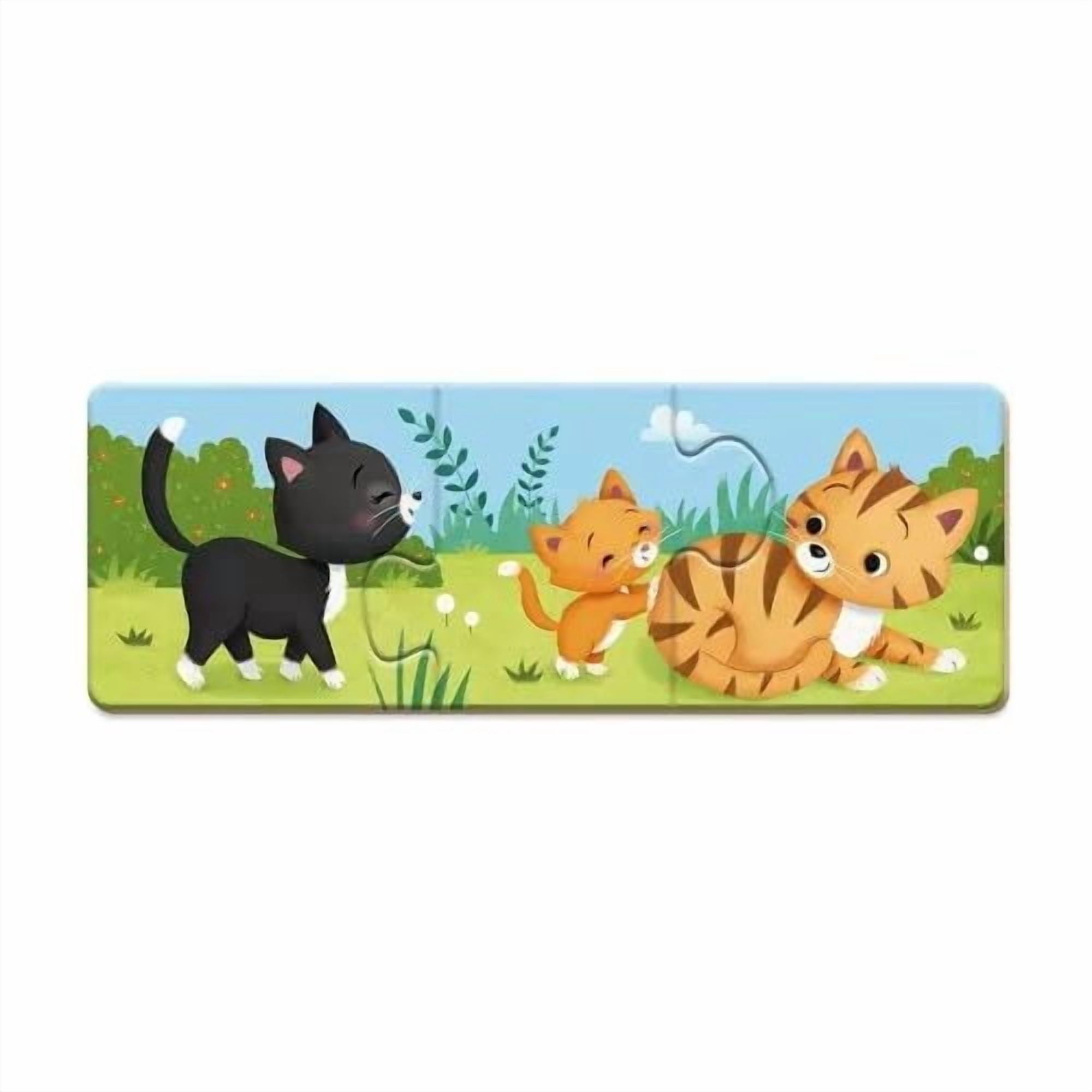 Janod - À partir de 3 ans - Puzzle Trionimo - 10 puzzles de 3 pièces - 30 pièces - Animaux - Carton FSC - Jeux de mémoire et d'association