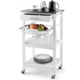 thumbnail image 1 of Costway Carro de Servicio 4 Niveles Isla de Cocina Rodante con Encimera de Metal Cajón Extraíble Cesta Bandeja Móvil 47 x 39 x 85 cm Blanco, 1 of 10