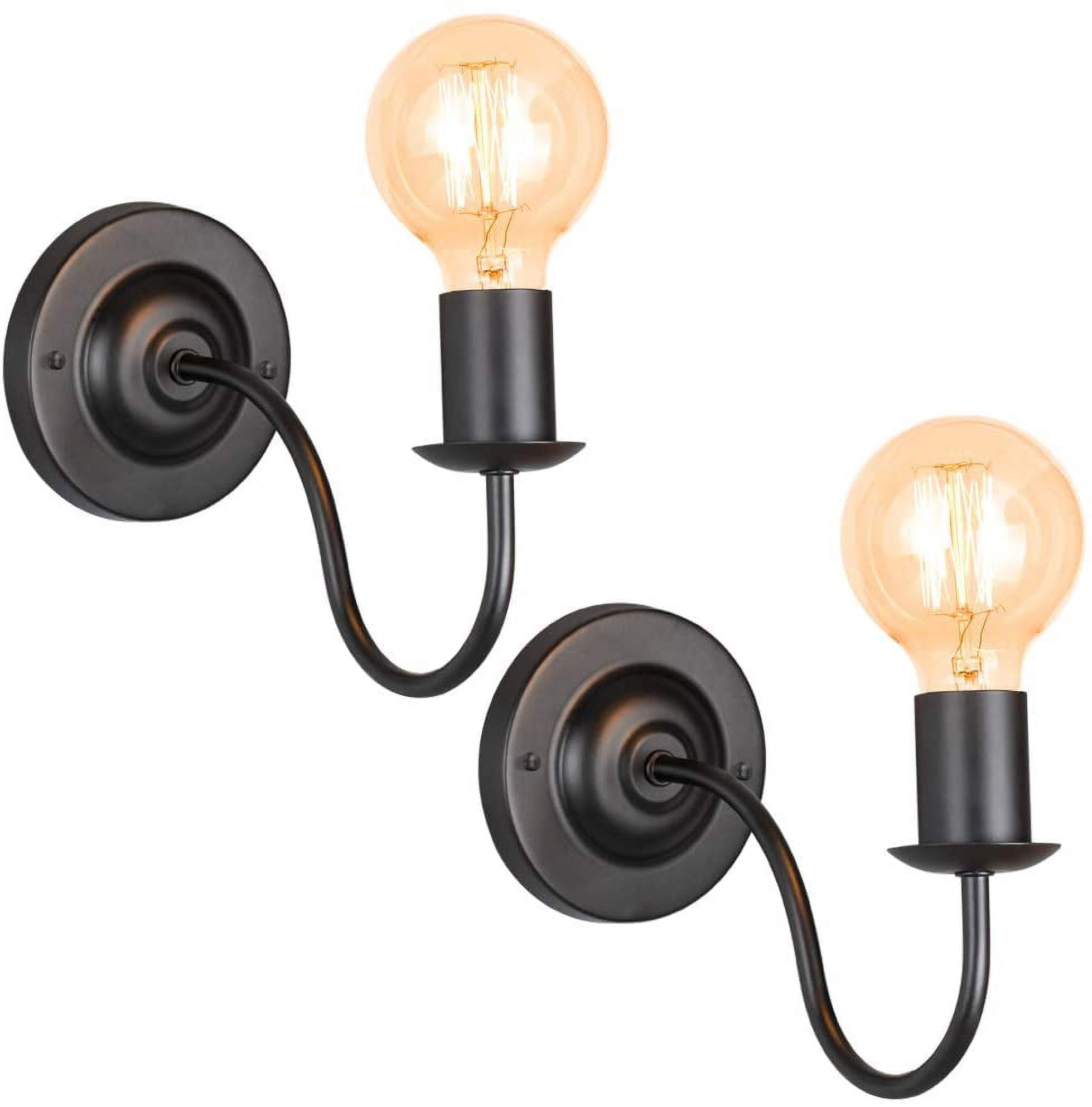NEX Indoor Wall Sconces Lamp with Metal Black Frame Set of 2