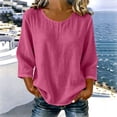 thumbnail image 3 of cocolona Womens Summer Tops 3/4 Sleeve Crew Neck Shirts Dressy Casual Loose Pullover Blouses, 3 of 5