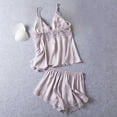 thumbnail image 4 of Sleepwear Sets for Women Lace Cami Tops with Removerable Pad Matching Short Silky Lounge Pajama Set Purple L, 4 of 6