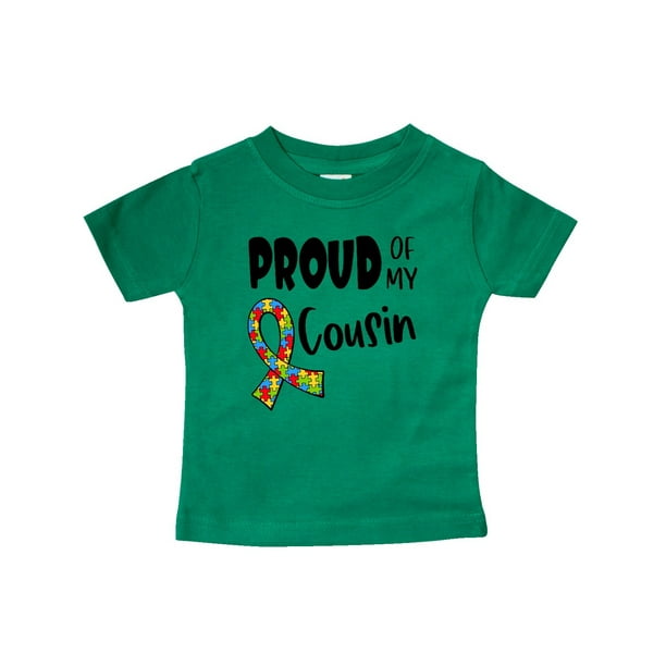 Proud of my Cousin Autism Awareness Puzzle Piece Ribbon Baby T-Shirt ...