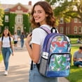 thumbnail image 3 of COEQINE Large Clear Backpack 17 Inch Transparent Bookbag for Women College, Heavy Duty PVC Polyester Backpack for Work Travel, Stylish Daypack for Concert Stadium, Galaxy Star Cat, 3 of 7