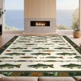 thumbnail image 2 of Design&I 8'x10' Washable Area Rug Fishing Vintage Bass Lure Trophy Motifs Border Wildlife Cabin for King Size Bedroom, Under Bed, Sleek Flatweave Pet Friendly, 2 of 7