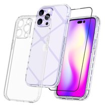 Xhy iPhone 14 Plus Case with Screen Protector 2 in 1 Reinforced Bumper Protection Anti Scratch Transparent Shockproof Durable Non-Yellowing Crystal Clear Case for iPhone 14 Plus 6.7 inch 2022 Phone
