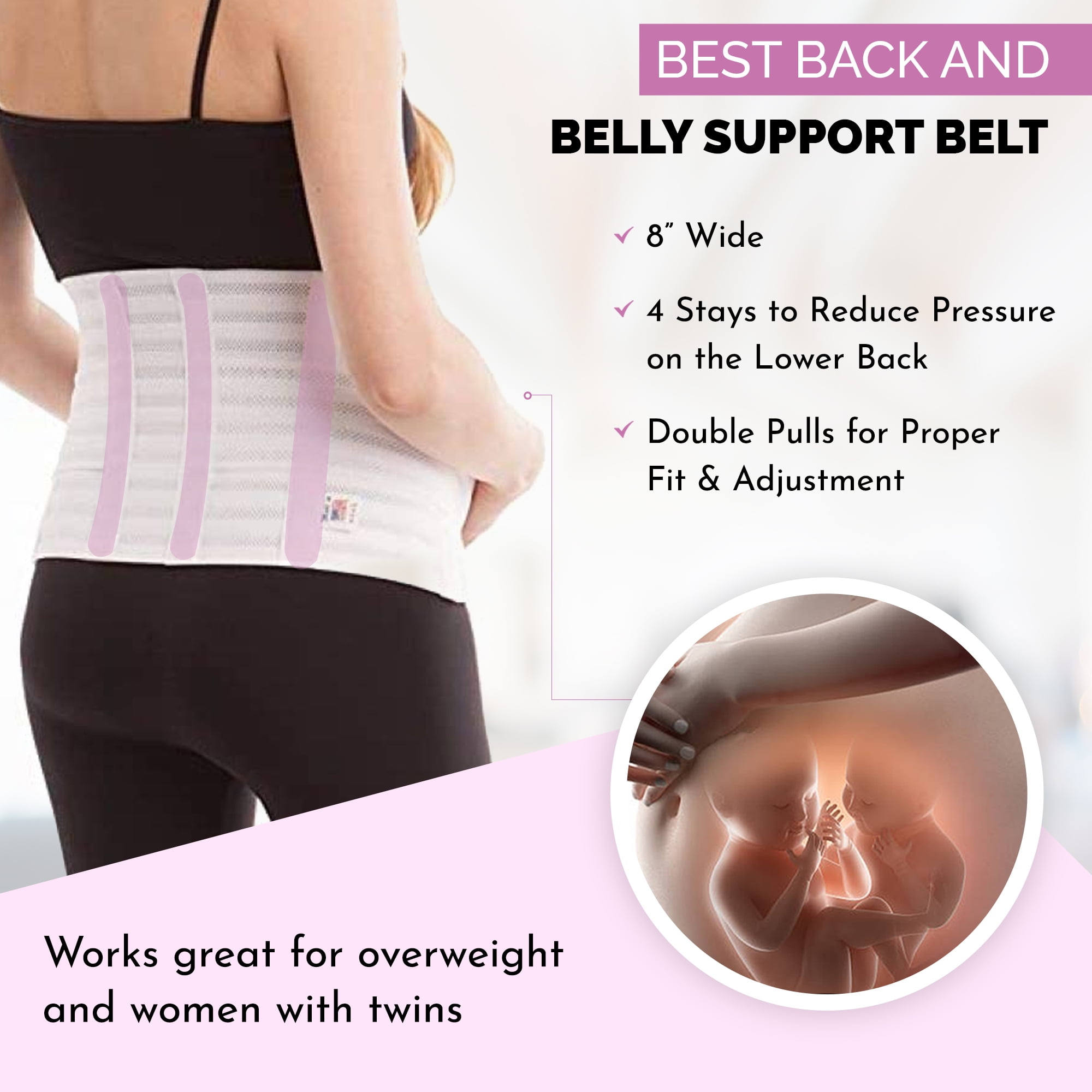 GABRIALLA Elastic Pregnancy Belly Band for Pregnant Women Baby Safe Design  Adjustable & Breathable Maternity Belt Improve Posture and Relieves Back  Joint & Hip Strain (MS-96 White L) Large White