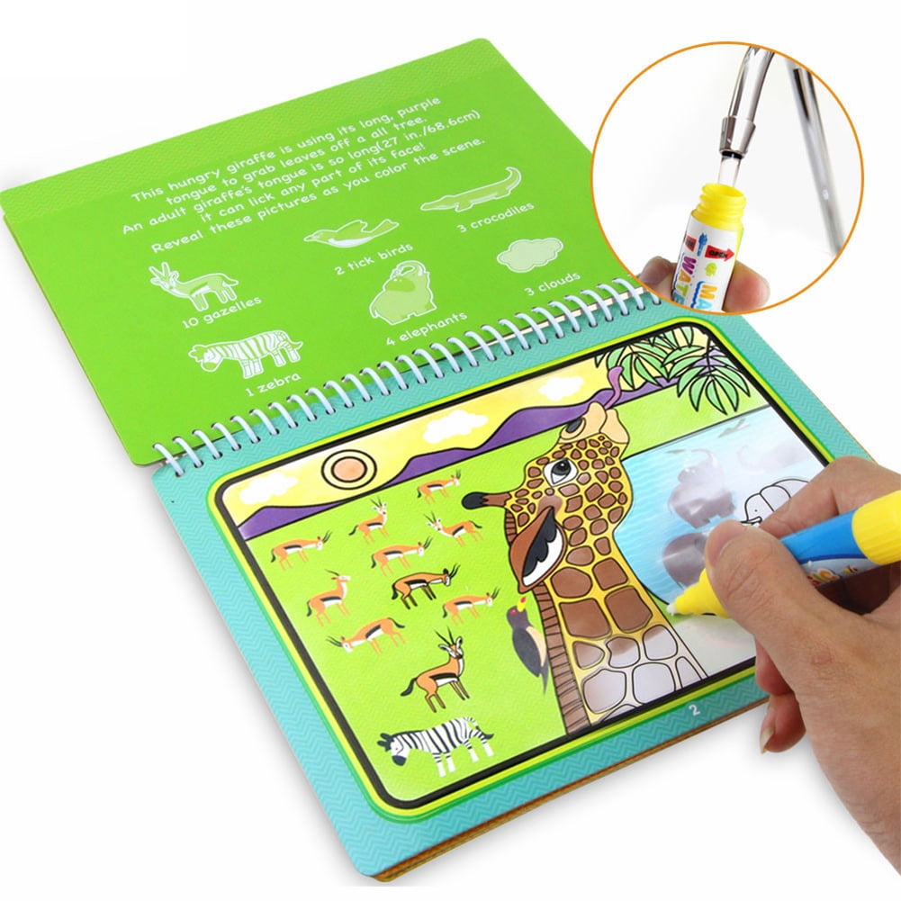 Faironly Magic Water Drawing Book Coloring Book Doodle /& Magic Pen Painting Drawing Board for Kids Farm