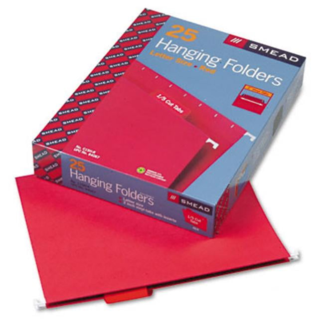 Smead 64067 Hanging File Folders- 1/5 Tab- 11 Point Stock- Letter- Red ...
