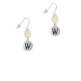 thumbnail image 2 of Delight Jewelry Silvertone Capital Letter - W - Pebble Disc - Goldtone Leaf French Earrings, 2 of 4