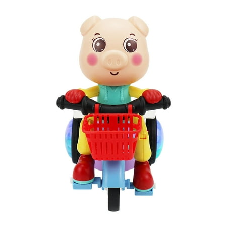 BVXEEP Cool Music Lighting Spinning Cute Little Pig Tricycle Children s Electric Toy Car