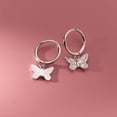 thumbnail image 4 of Sterling Silver Butterfly Earrings Hoop for Women Teens Small Butterfly Hoop Earrings Huggie Drop, 4 of 9