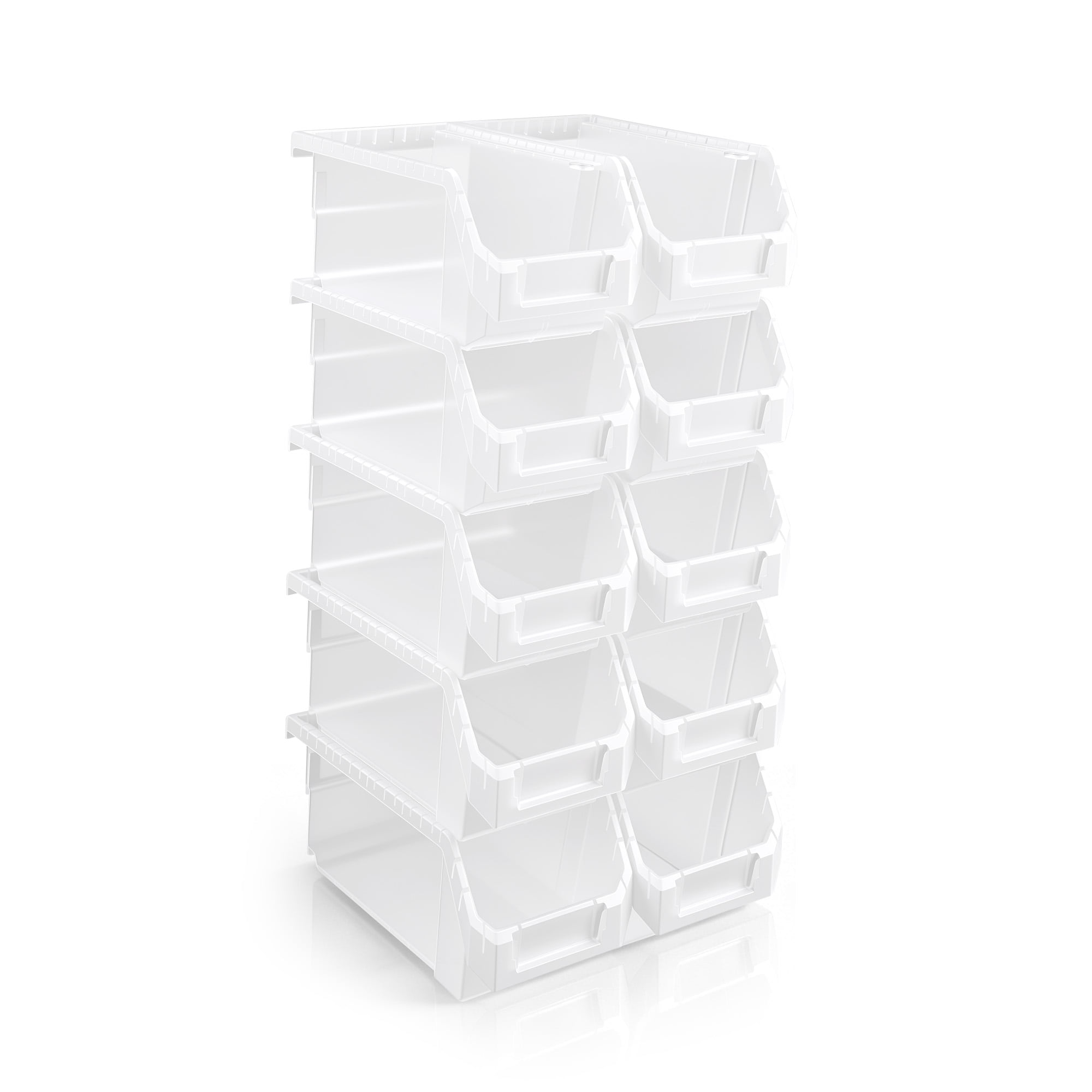 Sorbus Medium Garage Storage Bins, Open Front Plastic Organizer, Clear, 10 Pack