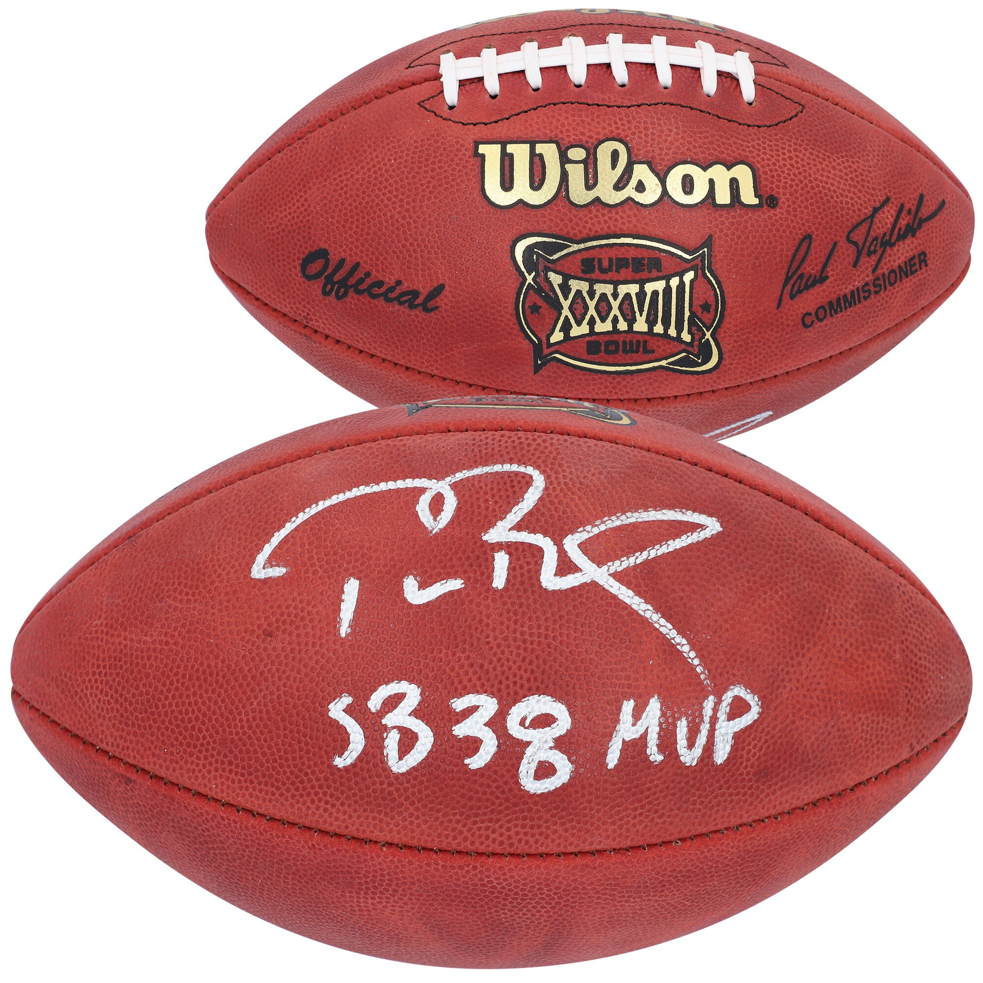 Tom Brady New England Patriots Autographed Super Bowl XXXVIII Pro Football  with 'SB 38 MVP' Inscription 