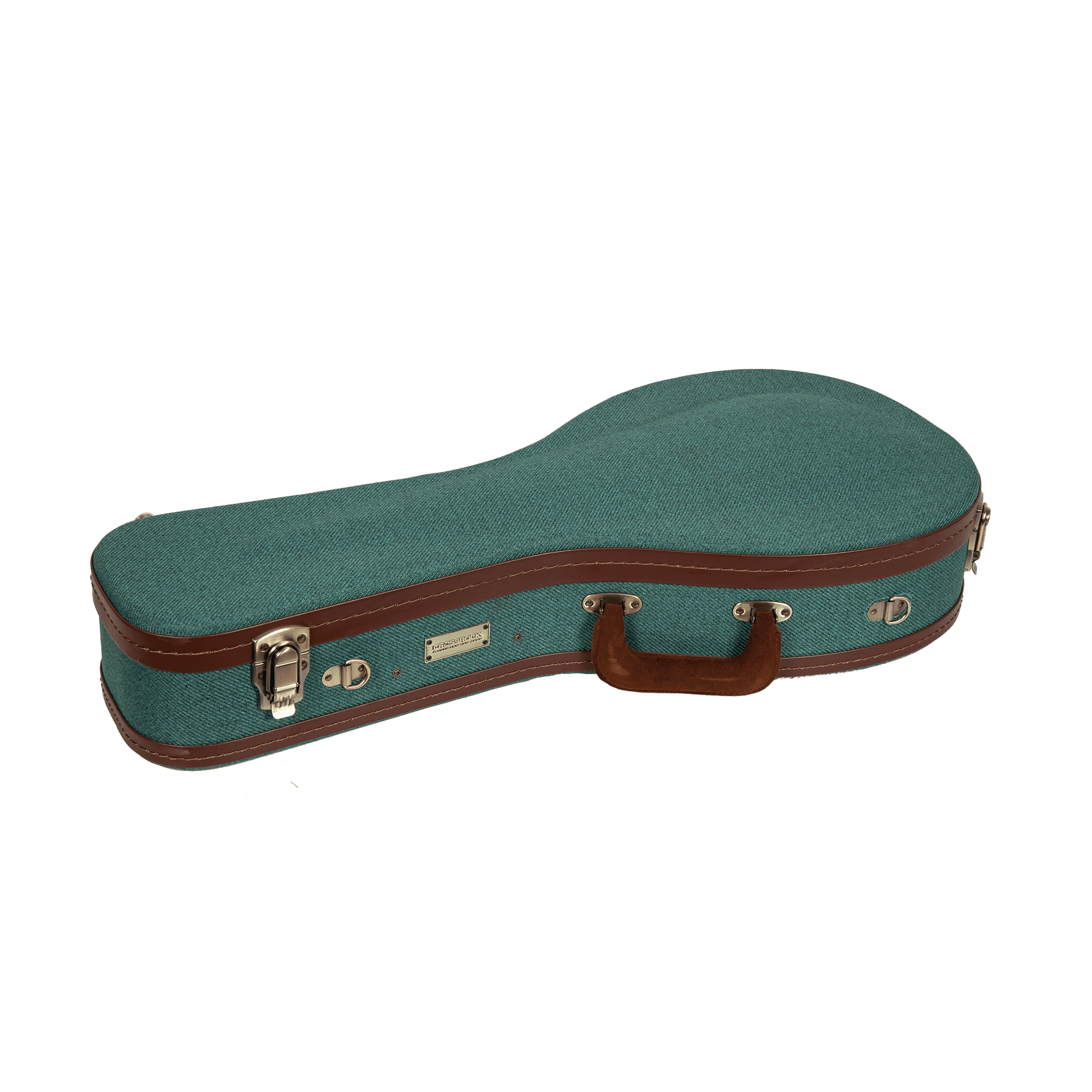 Crossrock Master Series- Wooden A-style Mandolin Case- Security Lock, Genuine Leather Handle, Reinforced Hardware, Metal Feet, Storage Space- Malachite Blue