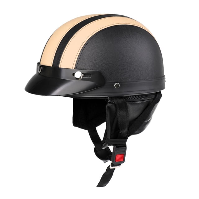 PU cuero media cara visera casco gorra de béisbol , Baoblaze Casco de la motocicleta