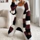 thumbnail image 5 of Cárdigan de mujer, nuevo abrigo informal de moda para otoño/invierno, largo medio, tejido a rayas, abrigo tipo cárdigan para mujer, 5 of 5