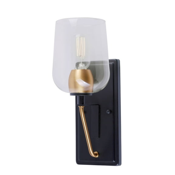 Palmer 1-Light Black and Soft Gold Wall Sconce with Clear Glass - Black and Soft Gold