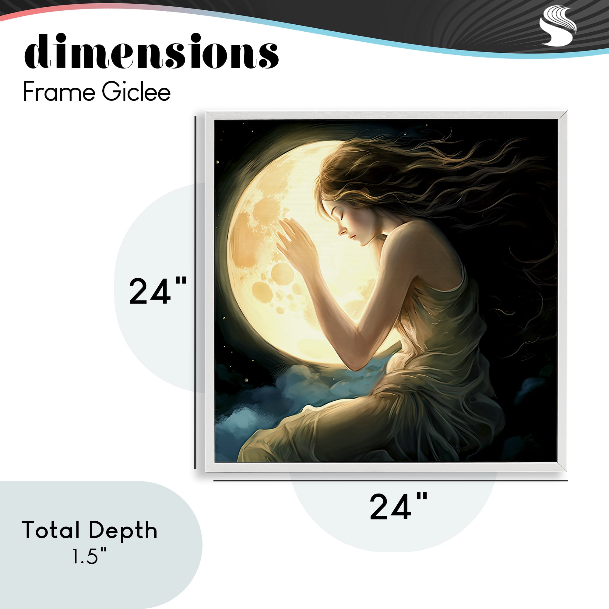 Ethereal Moon Love White Framed Giclee Art, design by Sasha