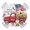 White, variant on Happy Independence Day Round Table Cover, Red Truck Patriotic Gnome Fireworks Waterproof Fitted Tablecloths for 55"-60" Tables, Washable Picnic Table Cover for Camping Dining Indoor Outdoor
