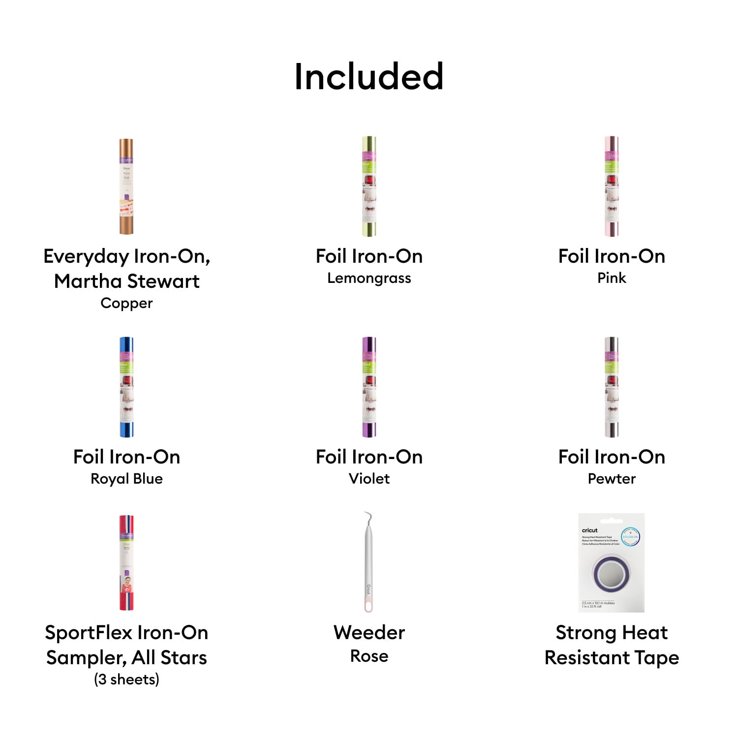 Cricut Mixed Iron-On Materials + Accessories Bundle