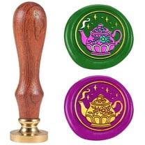1pc Wax Seal Stamp set Sealing Wax Stamp Solid Brass Heads with Wood Handles for Envelopes Invitations Gift Card Teapot 83x22mm Stamps: 25x14.5mm