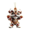 thumbnail image 1 of Colgante de coche con cadena de metal, diseño de danza del león, tela de peluche, llavero para bolso, accesorio decorativo de buena fortuna., 1 of 8