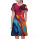 thumbnail image 1 of Balery Colorful Abstract Swirls Vestidos sueltos de manga corta para mujer, vestidos de verano 2025, vestidos casuales de corte A con vuelo., 1 of 6