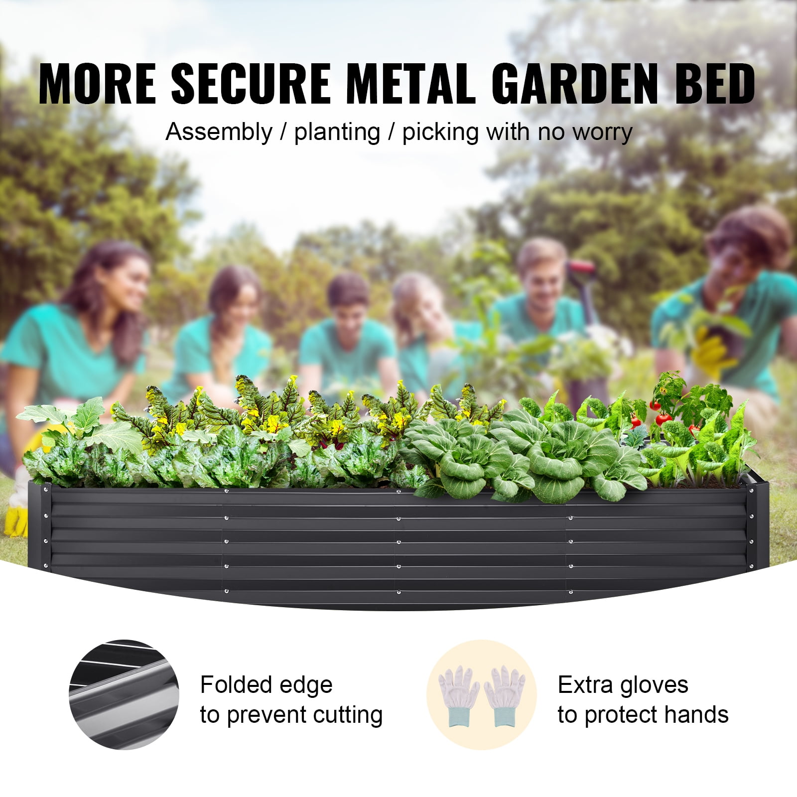 KFFKFF Galvanized Raised Garden Bed Planter Box 94.5x47.2x23.6" Flower Vegetable