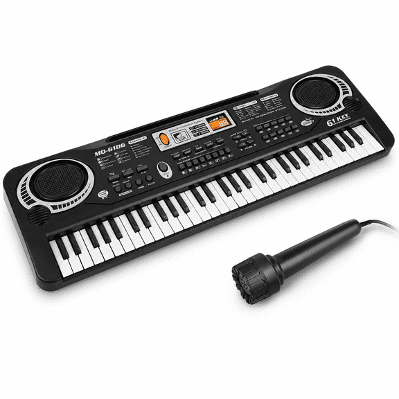 61 Keys Piano Keyboard Digital Music Electronic Keyboard with Microphone Electric Piano Musical Instrument Learning Keyboard for Beginners Girls Boys