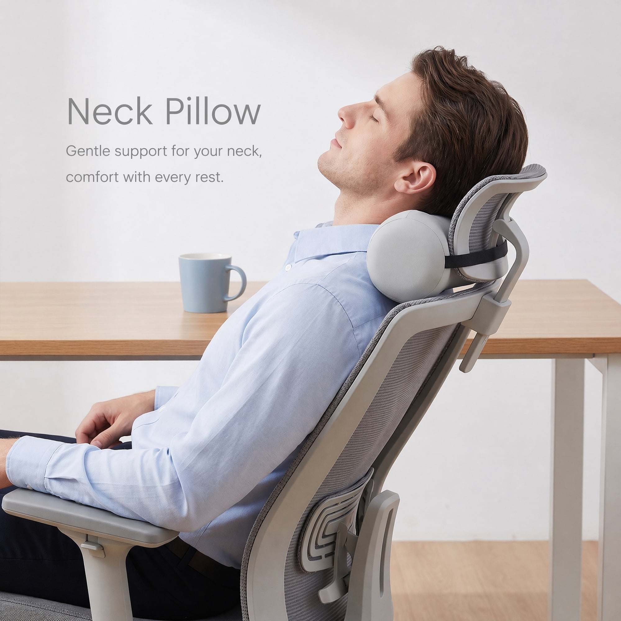 Unique Bargains Neck Pillow Cervical Support Light Gray 11.4" x 4.3" x 4.7"