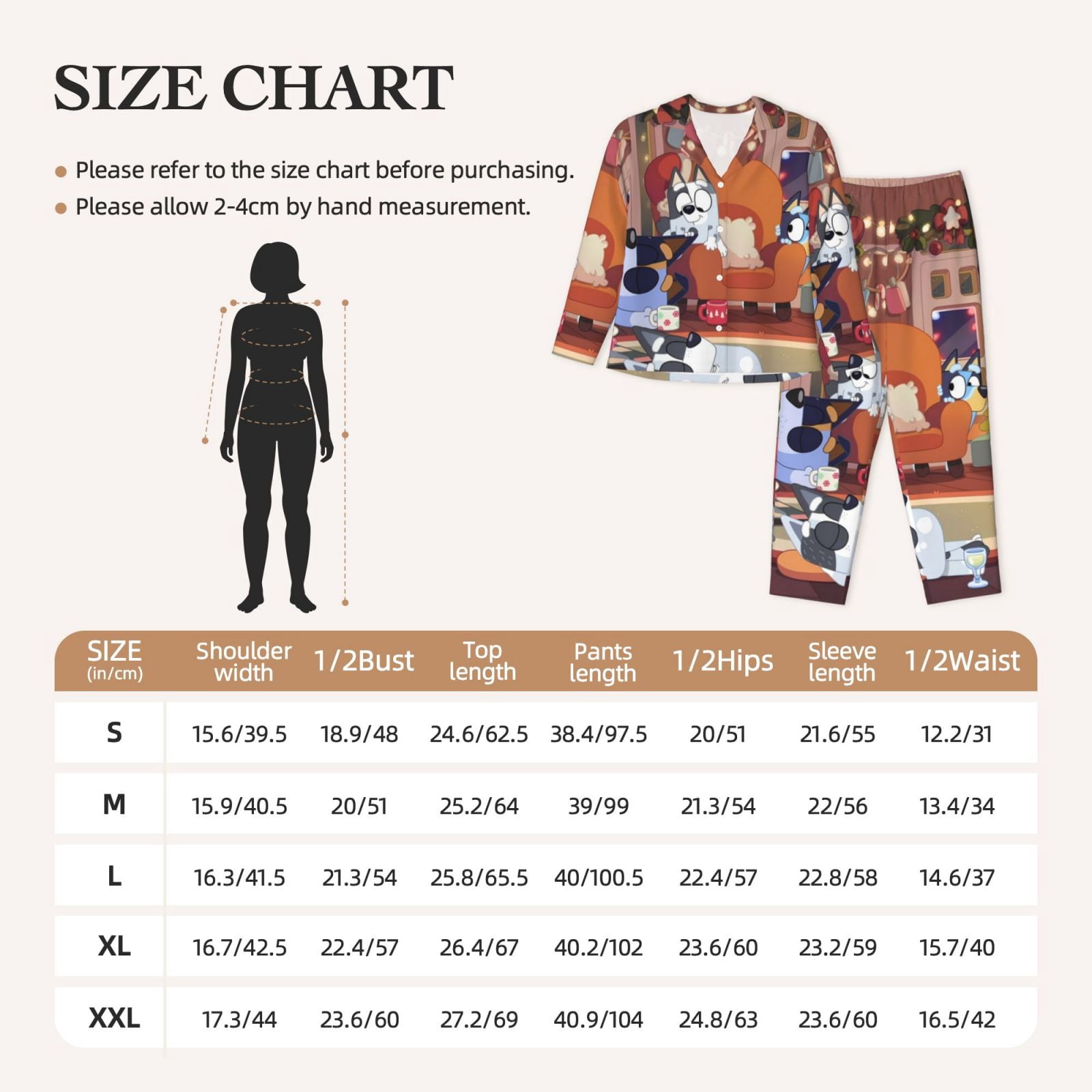 Silaia Bluey Print Women 2 Piece Pajama Set,Button Down Long Sleeve Sleepwear,Pjs Loungewear Sleepwear,Pj Lounge Sets-Large