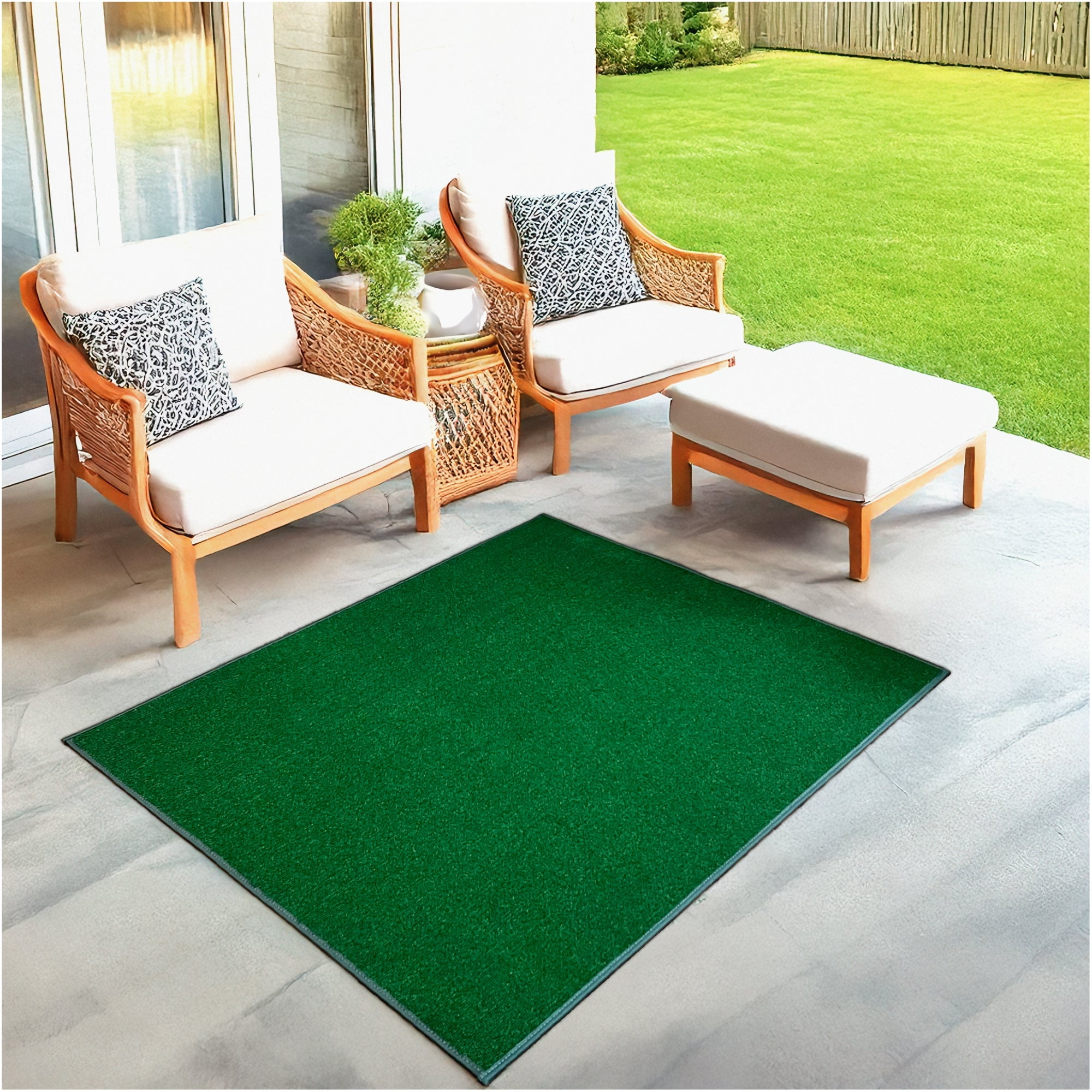 Koeckritz Rugs 10' x 12' Premium Ribbed Indoor/Outdoor Area Rug Quick Dry, Lightweight, Heather Green