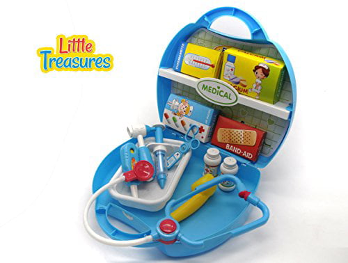 Little Treasures Educational Children/’s Doctor Set from Complete with Medical Station 33 Pieces Play Set for Children 3+ Medical Instruments Supplies and Baby Doll