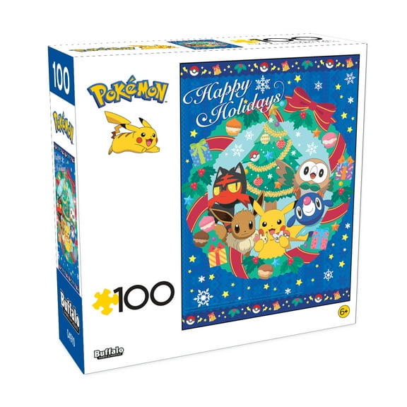 Buffalo Games 100-Piece Pokemon Alola Holiday Wreath Interlocking Jigsaw Puzzle for Children Ages 6 