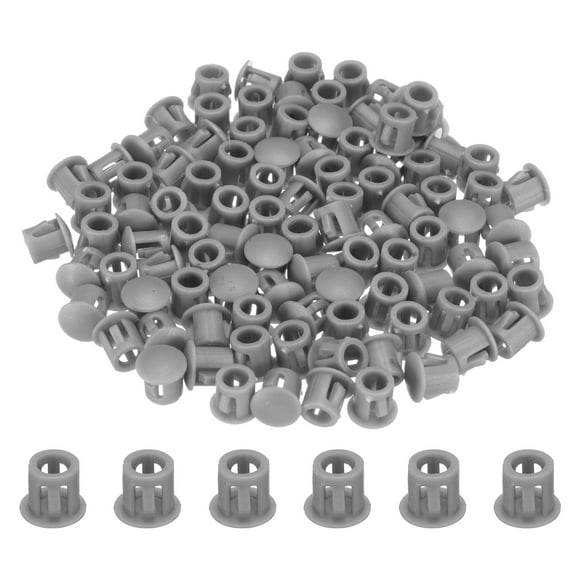 Unique Bargains 100pcs Nylon Plastic Hole Plugs, 1/5"(6mm) Round Drill Screw Hole Plugs Covers for Kitchen Cabinet Furniture Deep Grey