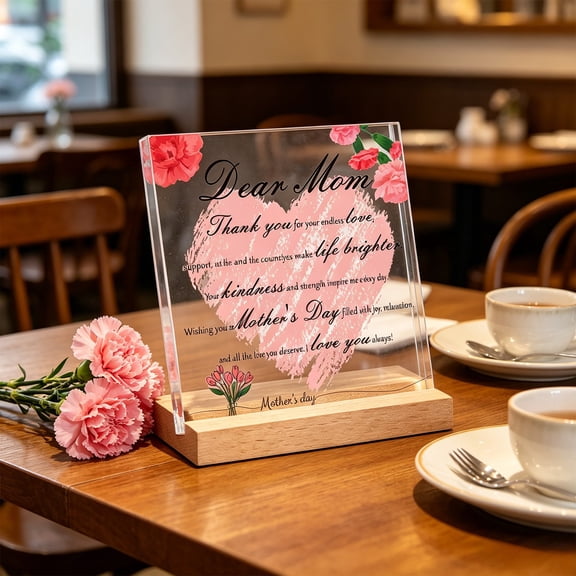 BiFandian Mothers Day Mom Gifts for Mom from Daughter Son, Delicate Heart Plaque, Birthday Sign Present Idea, Mother's Day Christmas Stocking Stuffers Birthday Acrylic Gifts for Mom