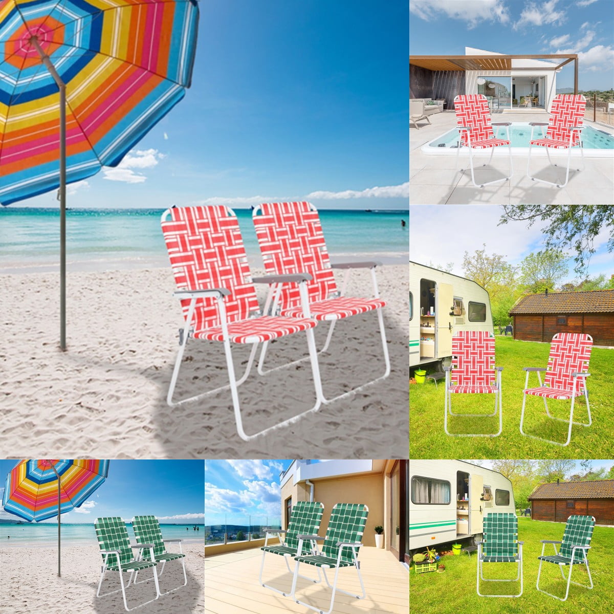 Goorabbit Reclining Folding Beach Chairs 2 Pack Outdoor Beach