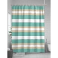 thumbnail image 5 of Fsddascl Turquoise Khaki Striped Shower Curtain Set - Standard 72" x 72" Bathtub Curtain with 12 Hooks, Modern Minimalism Abstract Art Waterproof Fabric Stall Shower Curtains for Bathroom/Bathtub, 5 of 6