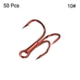 thumbnail image 3 of Unique Bargains 10# 0.55' Treble Fish Hooks Carbon Steel Sharp Bend Hook with Barbs, Red 50 Pack, 3 of 5