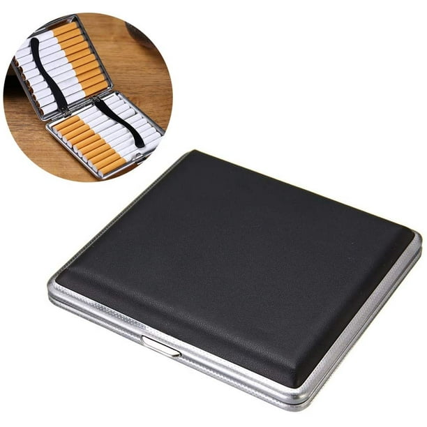 tlhaoa Cigarette Case Stylish Leather Surface Metal Box for 20 Cigarettes Cigarette  Box for Men and Women Ideal Gift for Smoker 2 Boxes 84mm Regular Size(Black  + Brown) - Yahoo Shopping