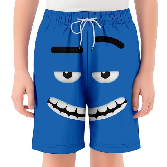 WOYY Boys Funny Graphic Beach Shorts Casual Elastic Waist Drawstring Shorts, Sizes 2-14