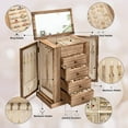 thumbnail image 3 of Sfugno Jewelry Box for Women, 5 Layer Large Wooden Jewelry Organizer Box with 4 Drawers and Mirror, 3 of 8