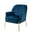 thumbnail image 5 of Modern Armchair, Upholstered Living Room Chair, Velvet Accent Chair with Golden Metal Legs, Leisure Reading Chair for Bedroom Living Room and Reception Room, Blue, 5 of 7