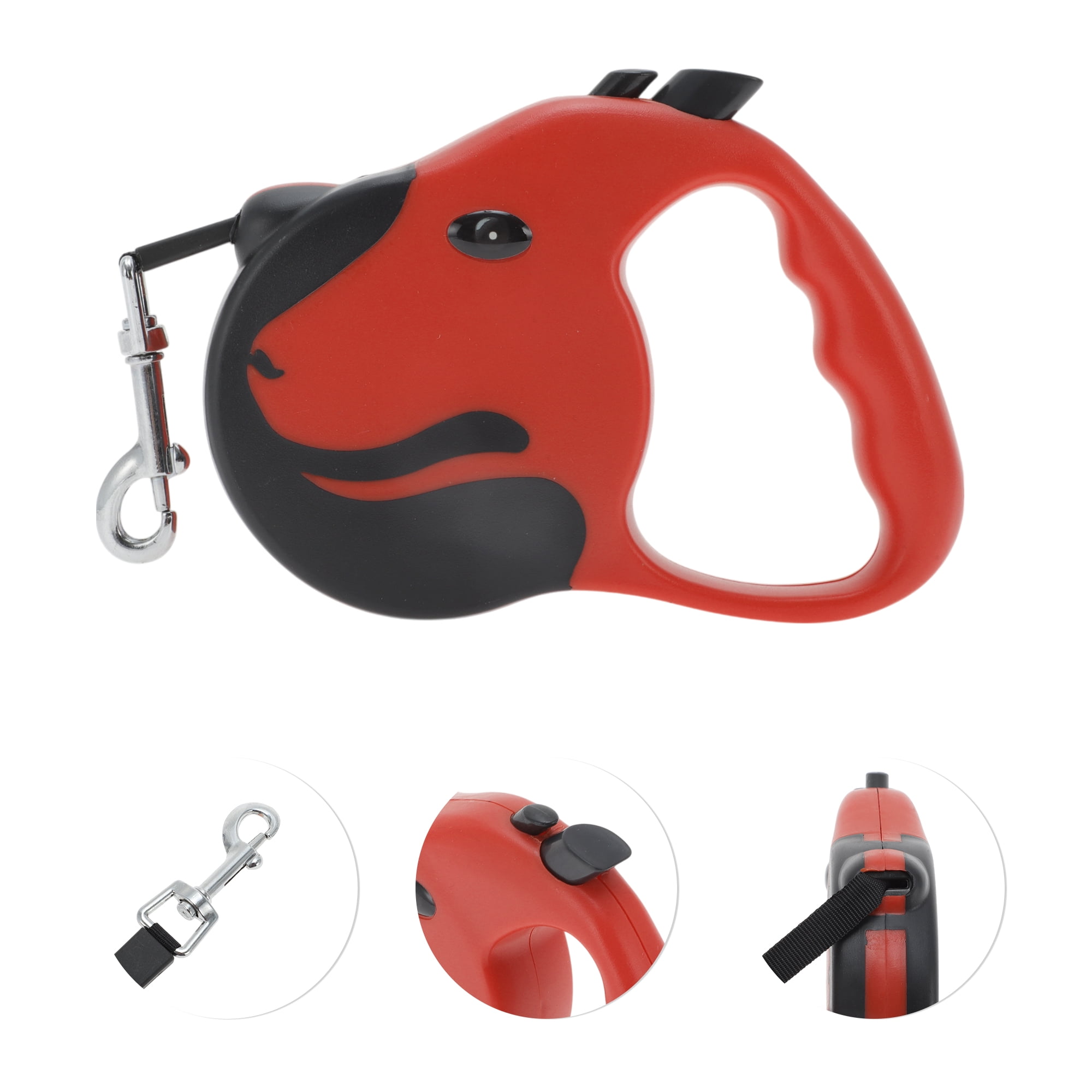 Unique Bargains Dog Face Pet Leash for Dogs and Puppies Soft Handle Red 16.4ft