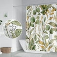 thumbnail image 3 of Green Eucalyptus Leaves Bathroom Shower Curtain Tropical Leaf Nature Plant Shower Curtain Polyester Waterproof Fabric Modern Home Decor Bath Shower Curtain with Hooks, 72x72 Inch, 3 of 6