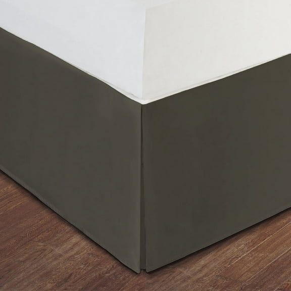 King Size Gray Luxury Hotel Bed Skirt: Tailored Pleat, 14" Drop