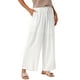 thumbnail image 4 of Pantalones Palazzo de Lino para Mujer Inspire Chic, Fluidos, de Pierna Ancha, con Bolsillos, XL, Blancos, 4 of 6