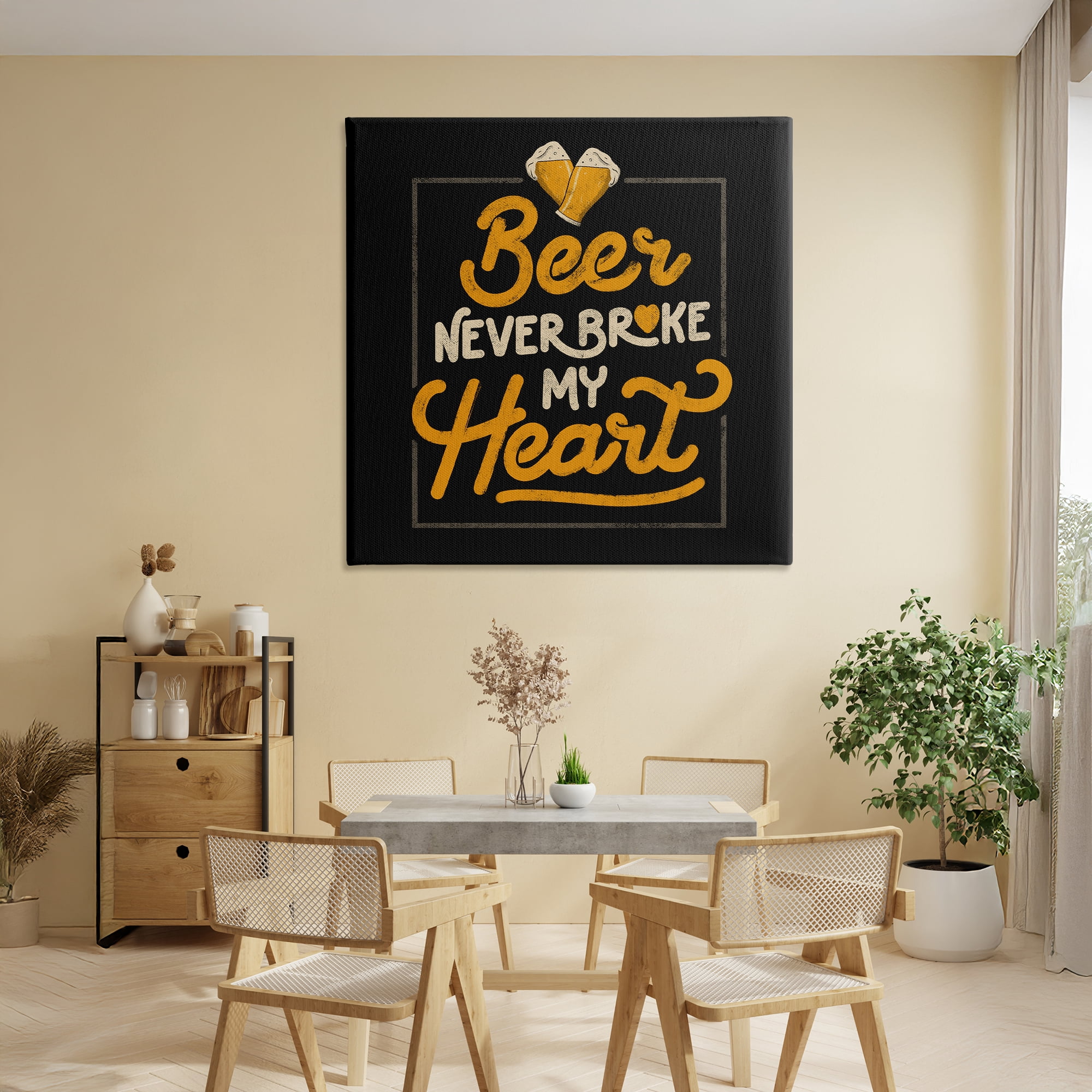 Stupell Industries Beer Never Broke My Heart Canvas Wall Art, design by EduEly Designs